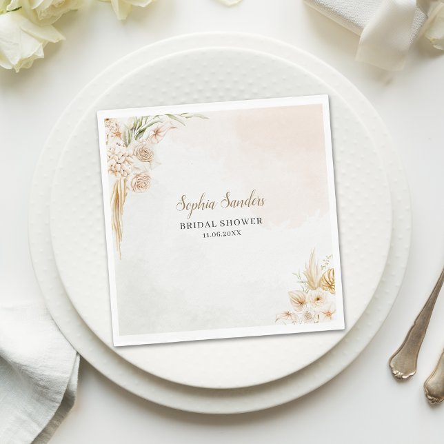 Elegant Boho Style with Beige & Yellow Flowers Serviette (Von Creator hochgeladen)