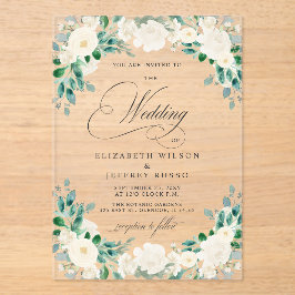 Elegant Boho Summer Elfenbeinblüte Hochzeit Acryleinladungen