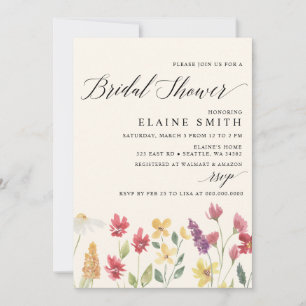 Elegant Boho Summer Wildblumen Brautparty Einladung