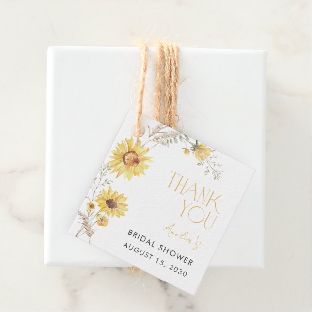 Elegant Boho Sunflower Brautparty Vielen Dank Geschenkanhänger (Beispiel)