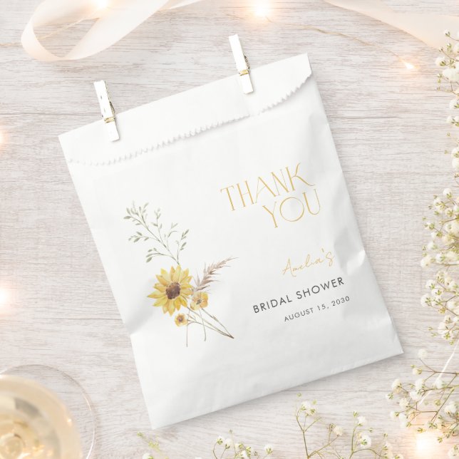 Elegant Boho Sunflower Danke Brautparty Geschenktütchen (Ausgeschnitten)