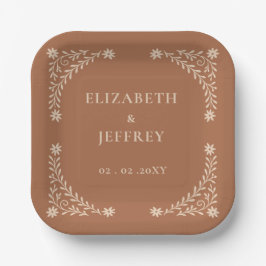 Elegant Boho Terracotta Floral Wedding Pappteller