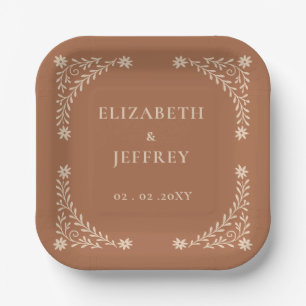 Elegant Boho Terracotta Floral Wedding Pappteller