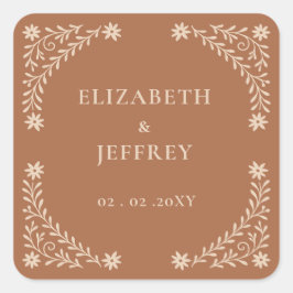 Elegant Boho Terracotta Floral Wedding Quadratischer Aufkleber
