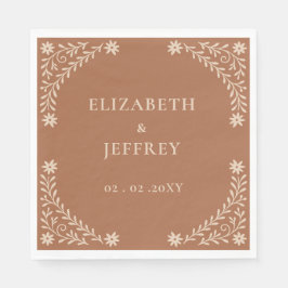 Elegant Boho Terracotta Floral Wedding Serviette