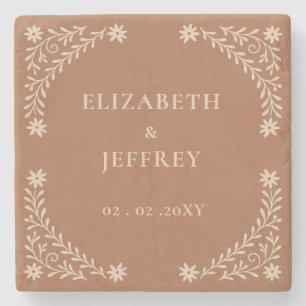 Elegant Boho Terracotta Floral Wedding Steinuntersetzer