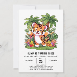 Elegant Boho Tiger Digital Geburtstag Einladung