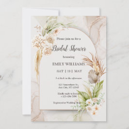 Elegant Boho Tropical Pampas Grass Bridal Shower Einladung