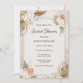 Elegant Boho Tropical Pampas Grass Bridal Shower Einladung