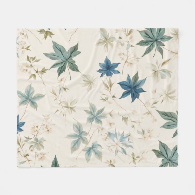 Elegant Boho Vintag Maple Blätter Blumenmuster Fleecedecke (Vorderseite (Horizontal))