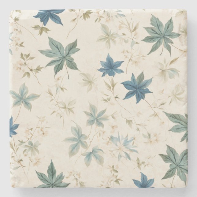 Elegant Boho Vintag Maple Blätter Blumenmuster Steinuntersetzer (Vorderseite)