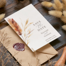 Elegant Boho Watercolor Pampas Hochzeit im Herbst Save The Date