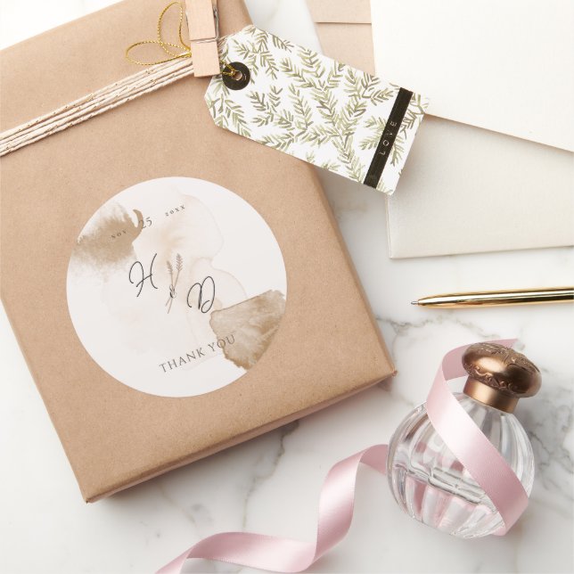 Elegant Boho Watercolor Runder Aufkleber (Schenken)