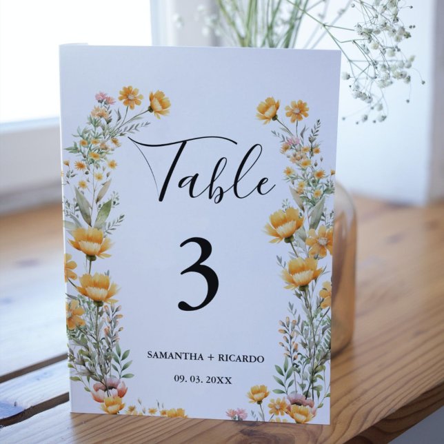 Elegant Boho Weadow Ivory Wildblume Wedding Tab Tischnummer (Von Creator hochgeladen)