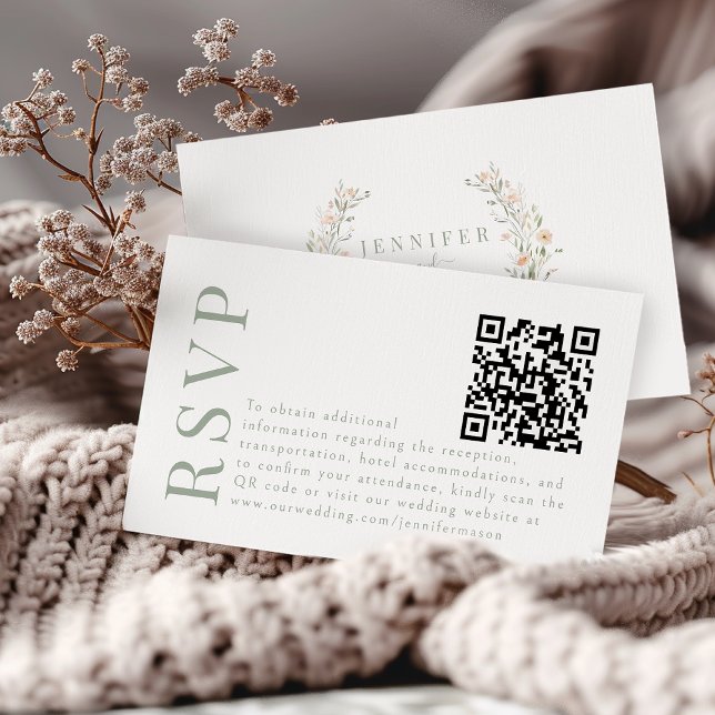 Elegant Boho Wedding RSVP QR cartes de code (Créateur téléchargé)