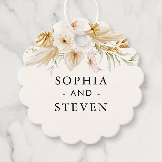 Elegant Boho Wedding with Beige & Yellow Flowers Geschenkanhänger (Vorderseite)