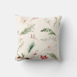 Elegant Boho Weihnachtsfeiertag Poinsettia Pine Kissen