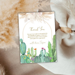 Elegant Boho Western Cactus Arch Baby Shower Dankeskarte