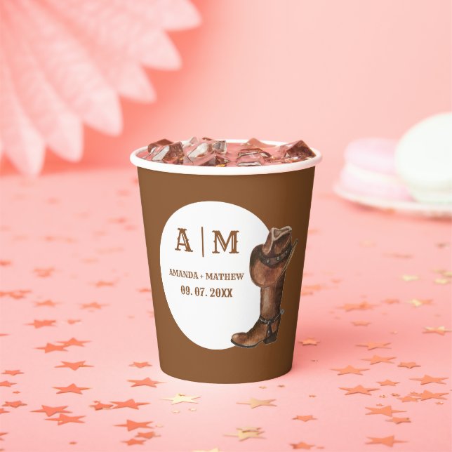 Elegant Boho Western Cowboy Wedding Vielen Dank Pappbecher (Insitu)