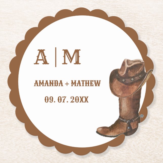 Elegant Boho Western Cowboy Wedding Vielen Dank Untersetzer (Vorderseite)