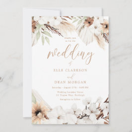 Elegant Boho White Floral All Seasons Wedding Einladung