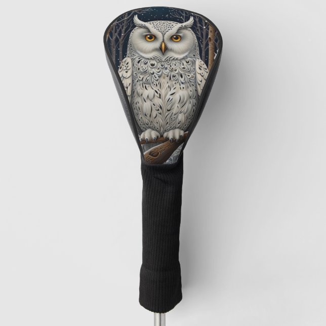 Elegant boho white owl woodland winter forest golf headcover (Vorderseite)