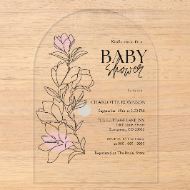 Elegant Boho Wildblume Baby Shower Acryleinladungen