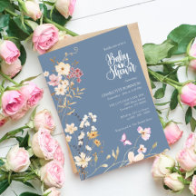 Elegant Boho Wildblume Baby Shower Einladung