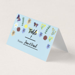Elegant Boho Wildblume Blue Platzkarten