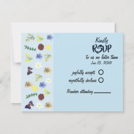 Elegant Boho Wildblume Blue RSVP Card Karte