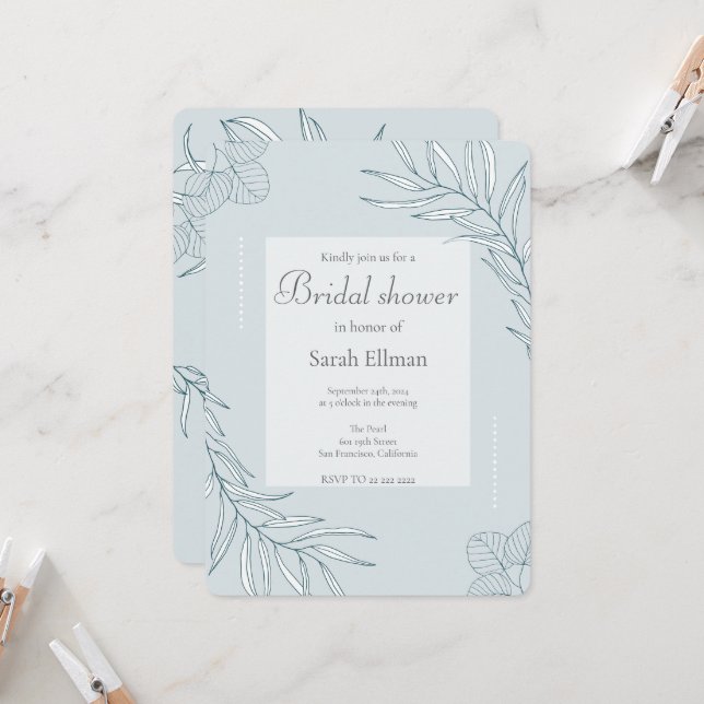 Elegant Boho Wildblume Brautparty Einladung (Vorderseite/Rückseite Beispiel)