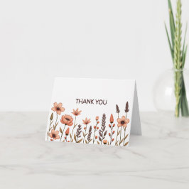 Elegant Boho Wildblume Dankeschön Card Dankeskarte