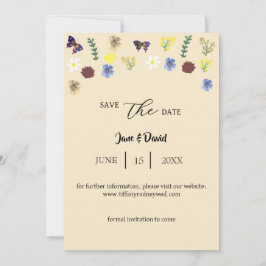 Elegant Boho Wildblume Eggshell Rett-The-Date Einladung