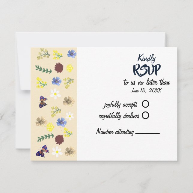 Elegant Boho Wildblume Eggshell RSVP Card Karte (Vorderseite)