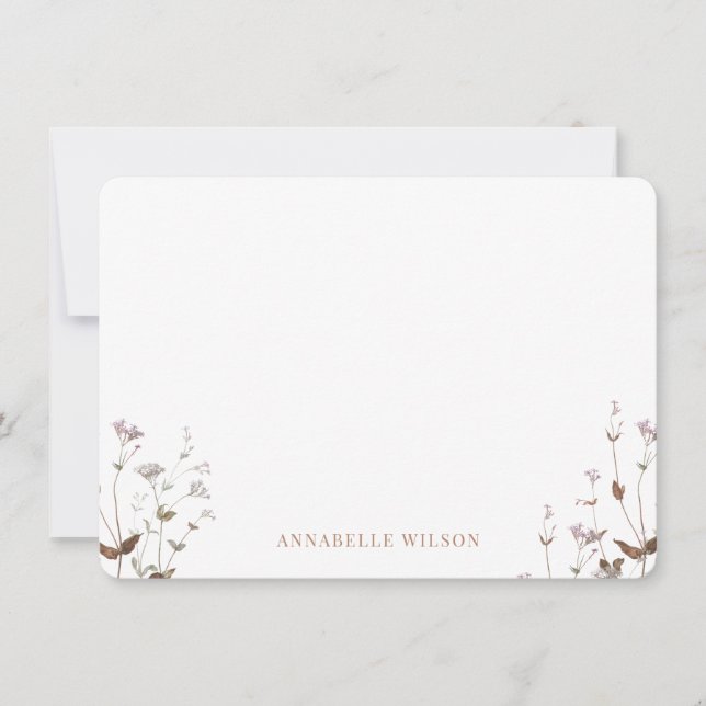 Elegant Boho Wildblume Floral Personalisiert Mitteilungskarte (Vorderseite)