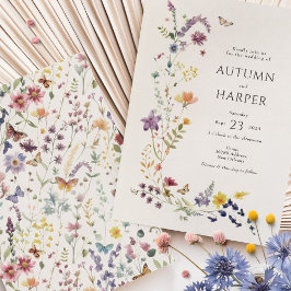 Elegant Boho Wildblume Florals Wedding Einladung
