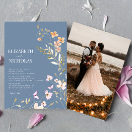Elegant Boho Wildblume Foto Lässig Wedding Einladung