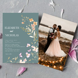 Elegant Boho Wildblume Foto Lässig Wedding Einladung