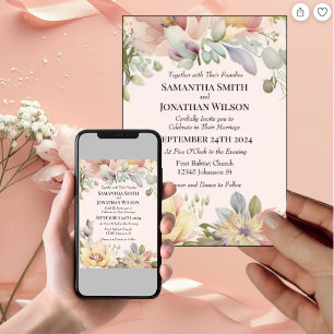 Elegant BOHO Wildblume Hochzeit Einladung
