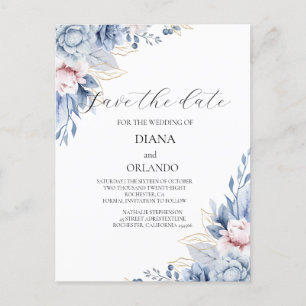 Elegant Boho Wildblume Save the Date Postkarte