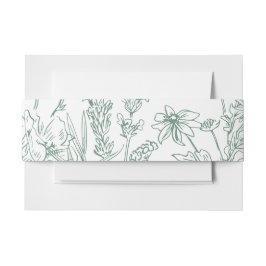 Elegant Boho Wildblume Spring Green Wedding Einladungsbanderole