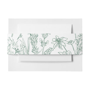 Elegant Boho Wildblume Spring Green Wedding Einladungsbanderole