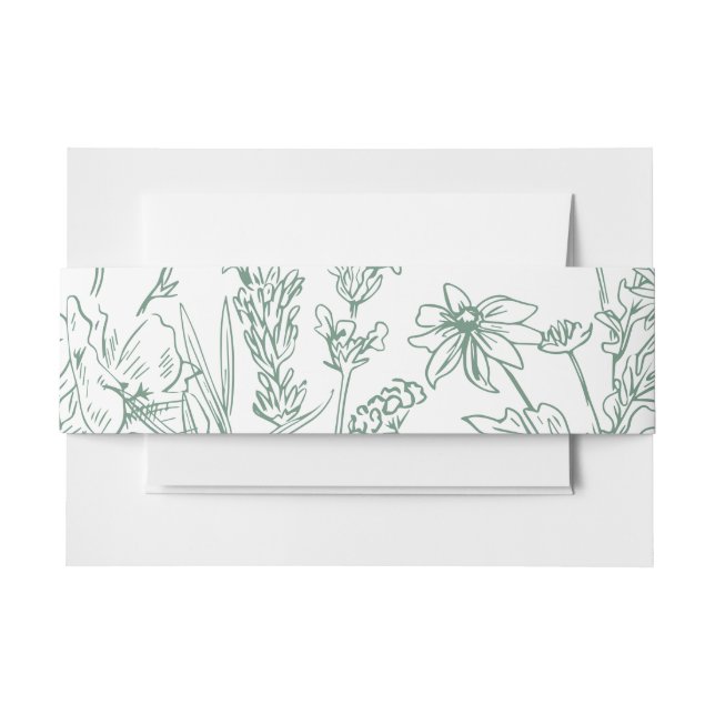 Elegant Boho Wildblume Spring Green Wedding Einladungsbanderole (Vorderseite Beispiel)