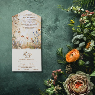 Elegant Boho Wildblume Wedding All In One Einladung