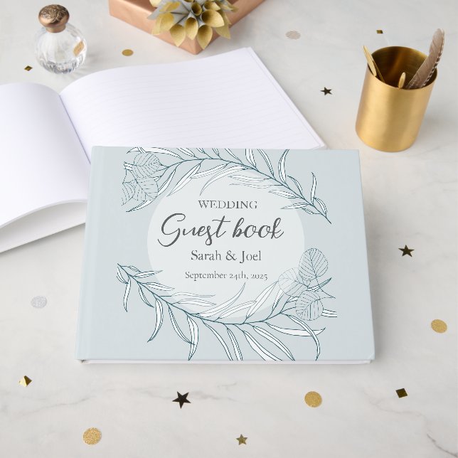 Elegant Boho Wildblume Wedding Gästebuch (Vorderseite Offen)