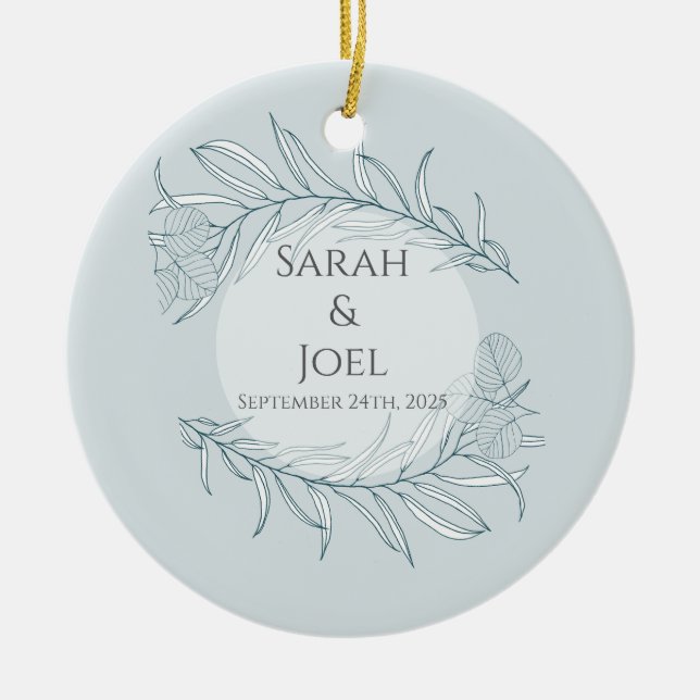 Elegant Boho Wildblume Wedding Keramik Ornament (Vorne)