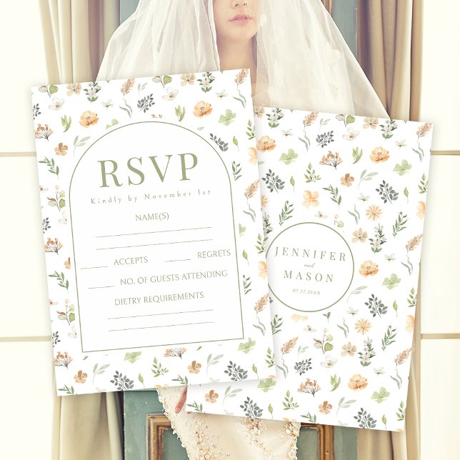 Elegant Boho Wildblume Wedding RSVP Cards (Von Creator hochgeladen)