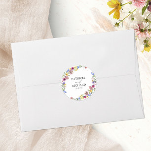Elegant Boho Wildblume Wedding Runder Aufkleber