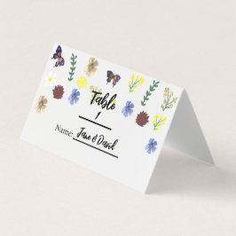 Elegant Boho Wildblume Weiße Platzkarten