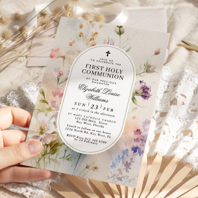 Elegant Boho Wildblumen Erste Kommune Einladung (Von Creator hochgeladen)